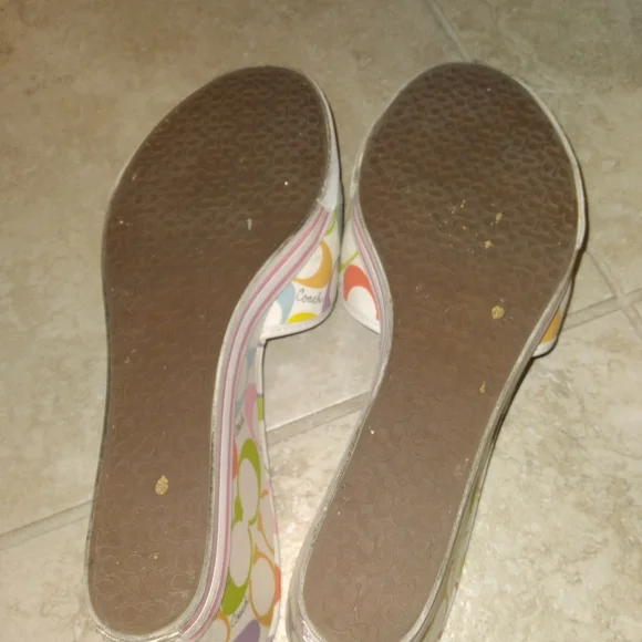 Coach White Multicolor Logo Sandals - Picture 3 of 5